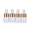 Glass Essential Oil Dropper Bottles Clear Mini 1ml/2ml/3ml Perfume Dropping Bottle Cosmetic Sample Vials with Gold Cap